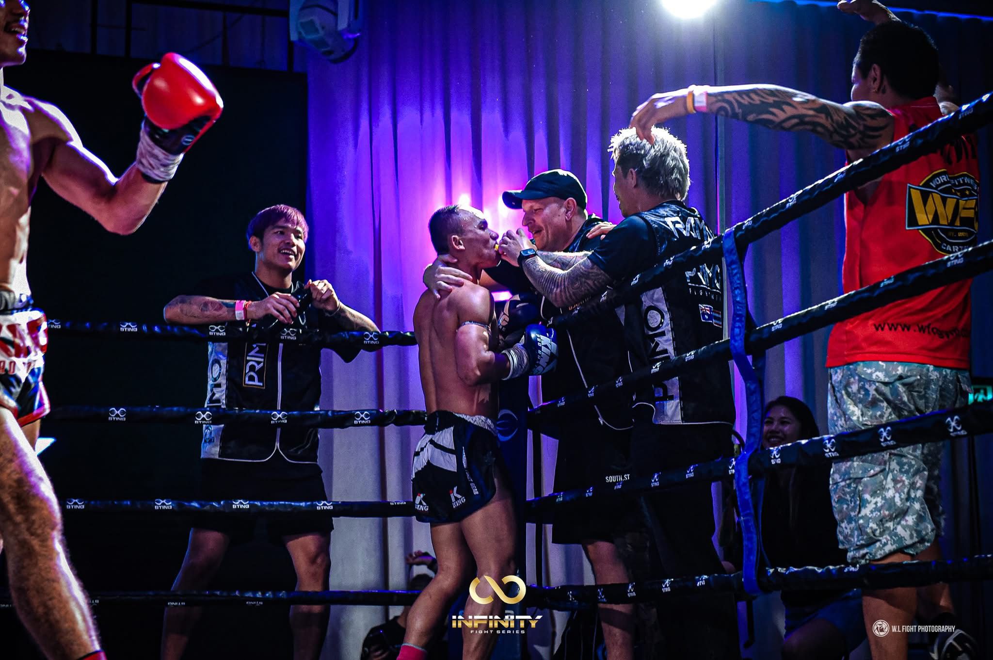 Post-fight celebration