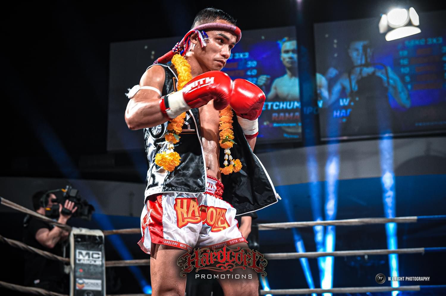 Fighter with traditional garland