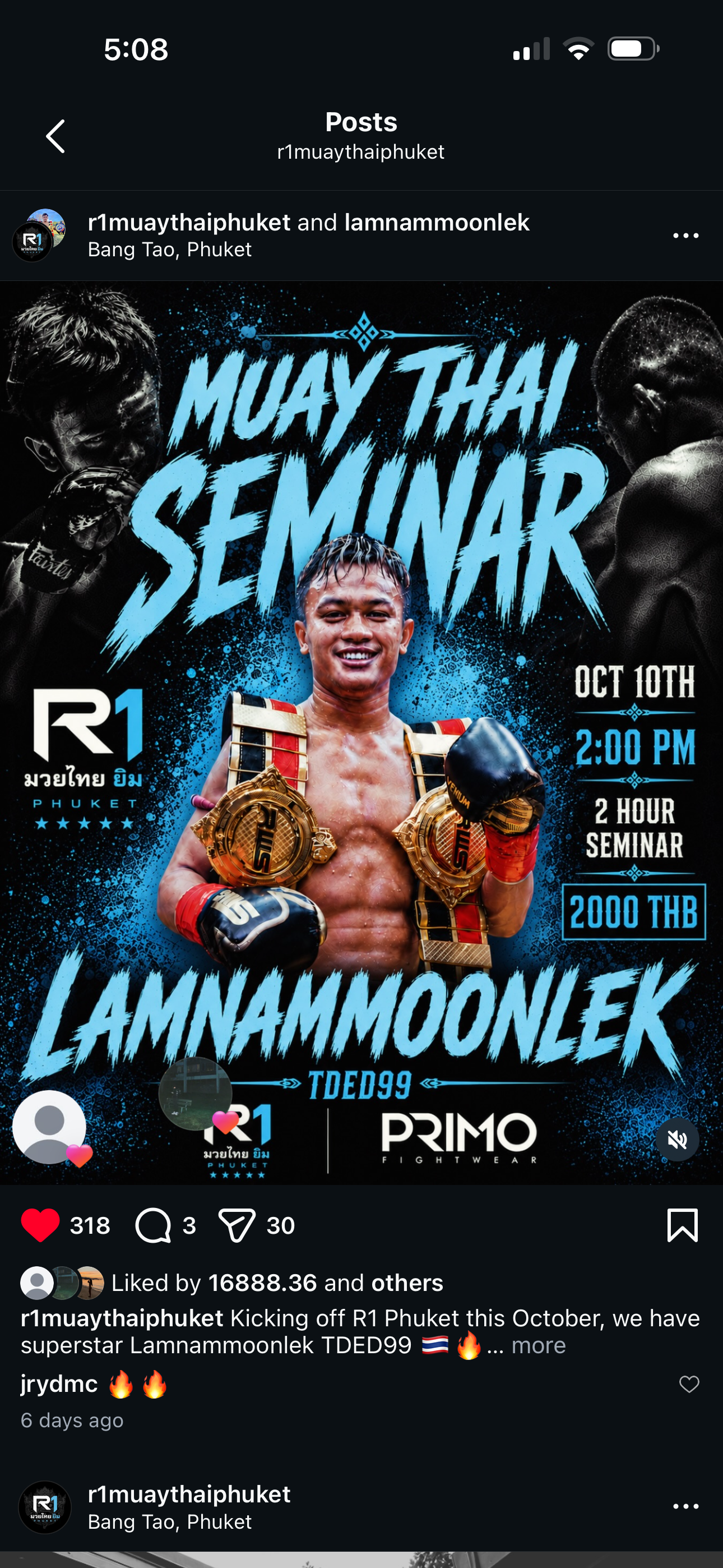 R1 Muay Thai Phuket Instagram